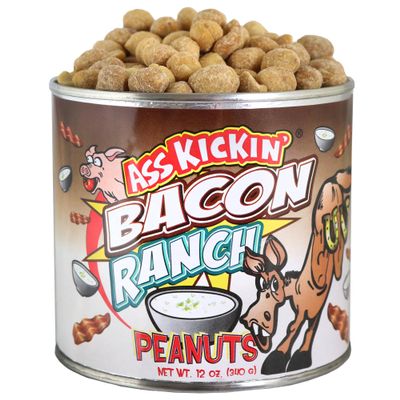 ASS KICKIN Bacon Ranch Peanuts  12oz - Ultimate Gourmet Gift Peanuts - Try if you dare!