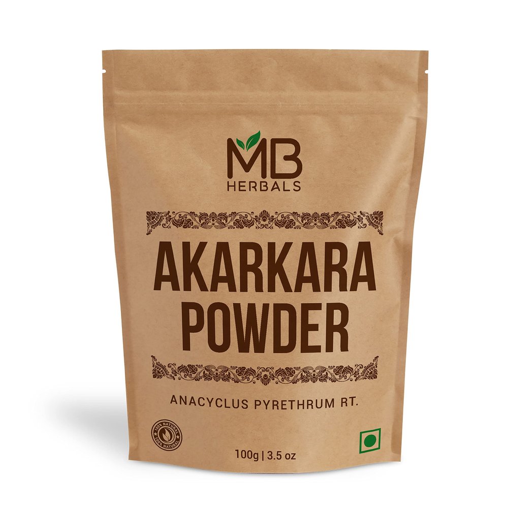 MB Herbals Pure Anacyclus pyrethrum Root Powder 3.5 oz / 100 Gram | Akarkara | Akar Kara | Pellitory | Longwort Root Powder | Spanish Chamomile Root Powder