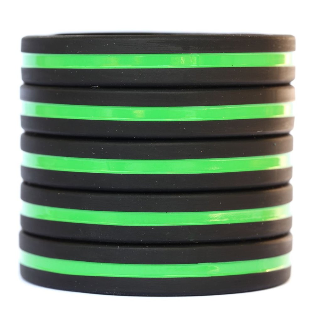 SayitBands 10 Adult and 90 Youth Thin Green Line Wristbands