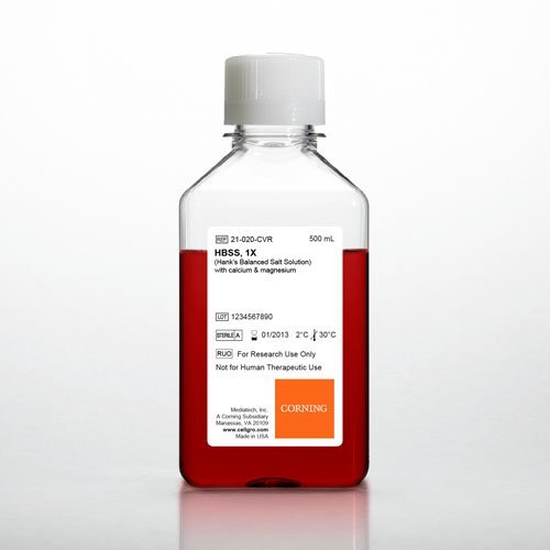 MEDIA - HBSS (Hank's Balanced Salt Solution)- 1x w/ calcium and magnesium - 6 x 500 mL, CS