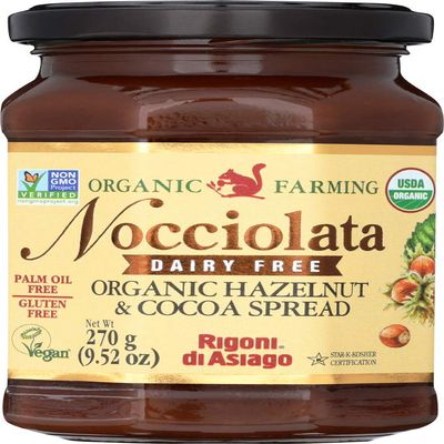 Rigoni Di Asiago Nocciolata DAIRY FREE Organic Hazelnut & Cocoa Spread, 8.82 oz Jar (Hazelnut Cocoa, 2 Pack)
