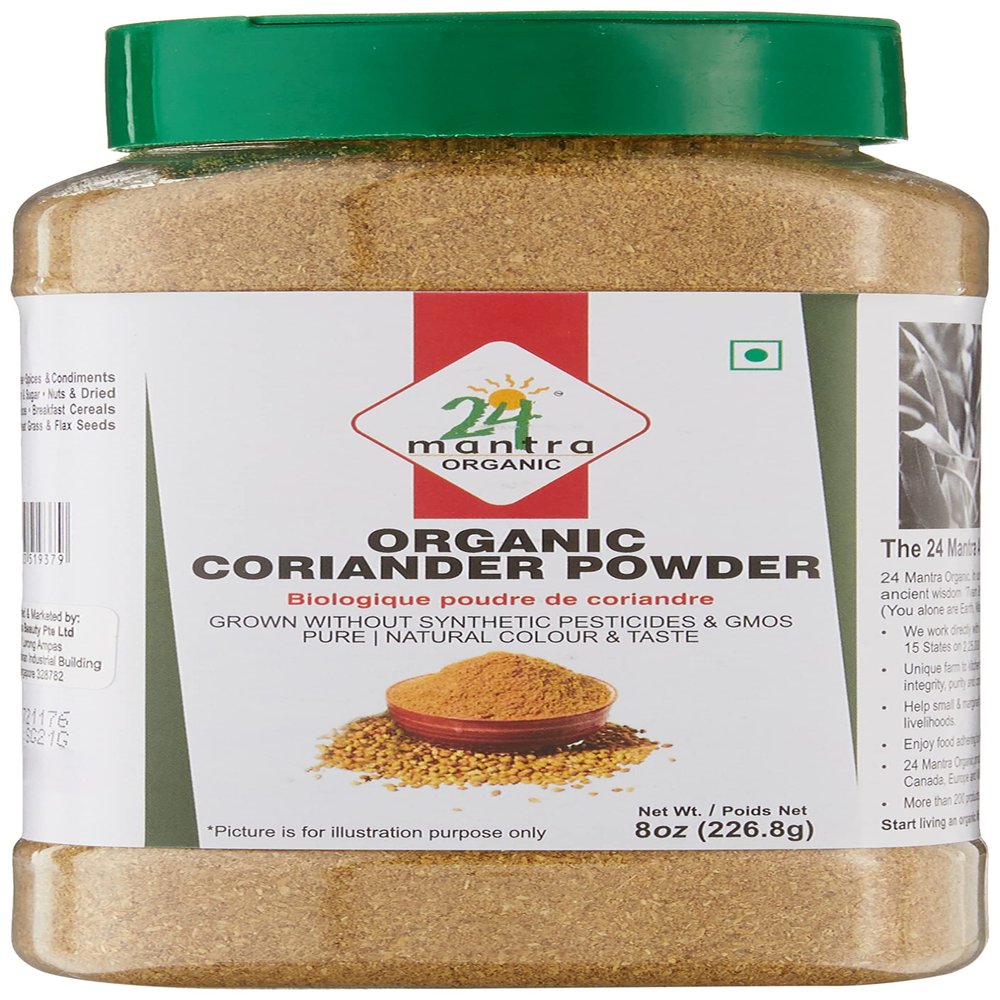 24 Mantra Organic Coriander Powder - 8 oz jar (USDA CERTIFIED ORGANIC)