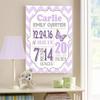 Personalized Stretched Canvas Birth Announcement Gift, Custom Baby Name, Date, Weight Stats, Newborn Butterfly Nursery Wall Art Decor, Wooden Frame Construction, Ready to Hang 24X30 view 4