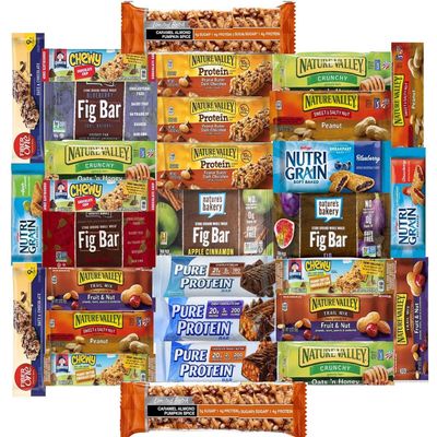 Ultimate Healthy Fitness Box - Protein & Healthy Granola &Bars Sampler Snack Box (30 Count) - Care Package - Gift Pack - Variety of Fitness, Energy and Protein Bars