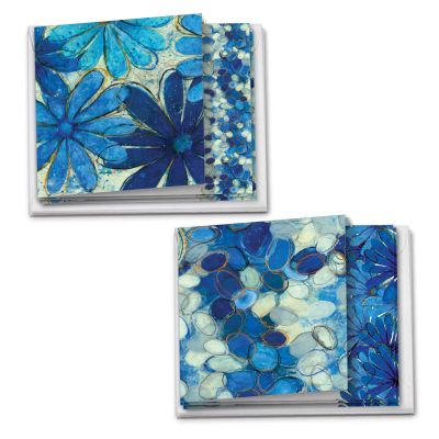 The Best Card Company - 12 Assorted Blank Note Cards (4 x 5.12 Inch) - Boxed All Occasion Notecards Bulk (2 Designs, 6 Each) - Blue Blooms MQ4607OCB-B6x2