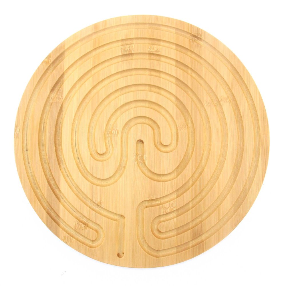 BambooMN 12.5" Dia Natural Bamboo Finger Labyrinth for Meditation and Prayer, 7 Circuit Cretan Style, 3 Pieces