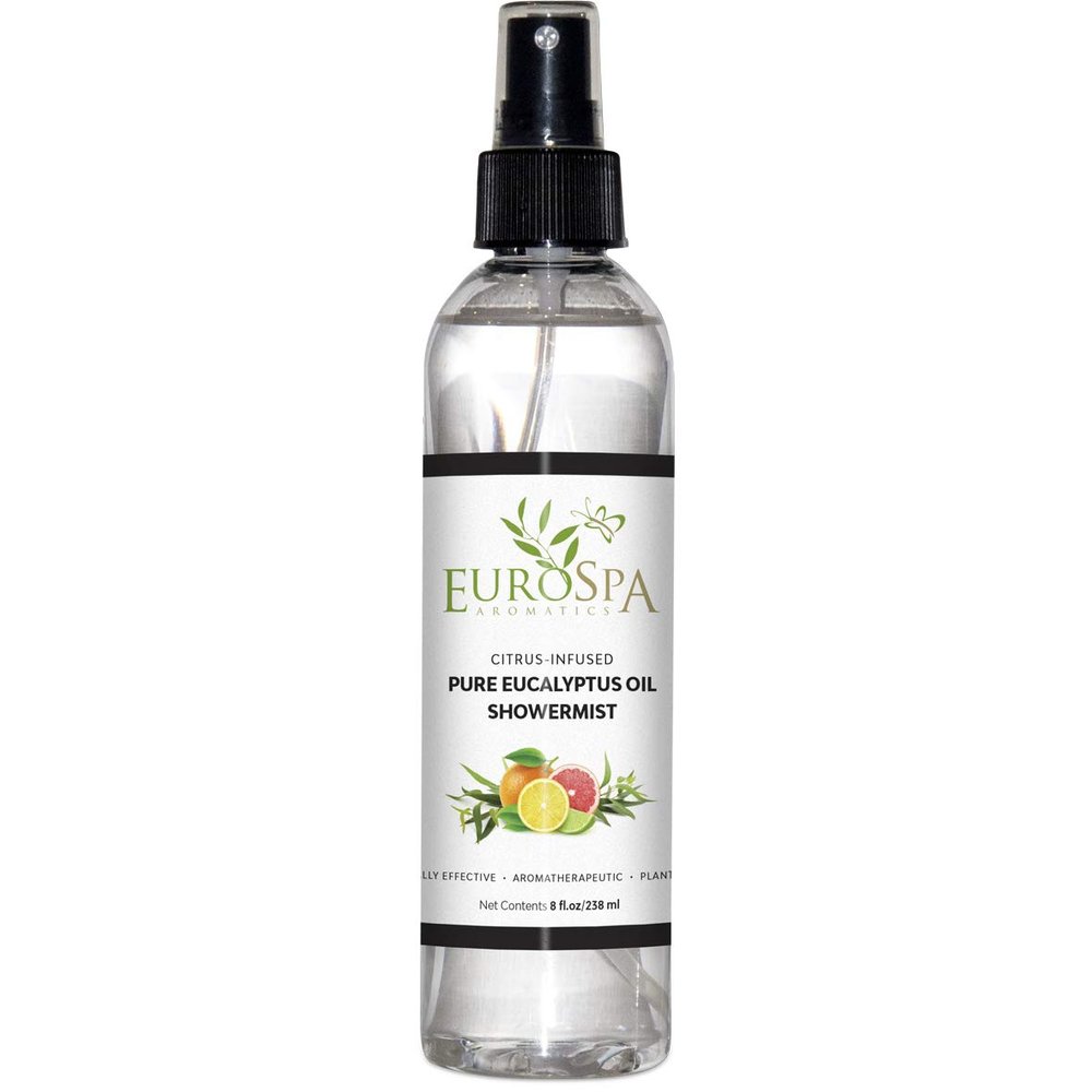 EuroSpa Aromatics Pure Eucalyptus Oil ShowerMist and Steam Room Spray, All-Natural Premium Aromatherapy Essential Oils - Citrus Infused, 8oz
