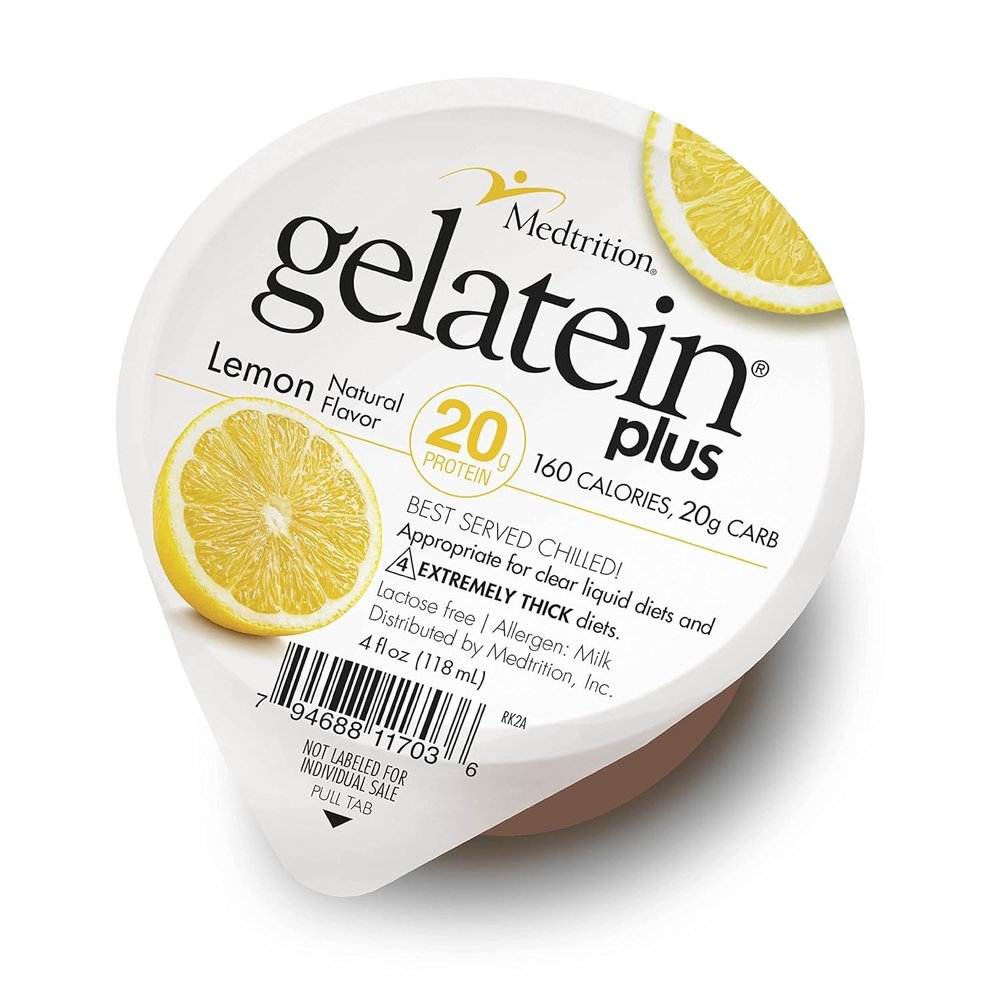 Gelatein Plus Lemon: 20 grams of protein. Ideal for clear liquid diets, swallowing difficulties, dialysis and oncology. Great pre or post-workout snack. (36 pack)
