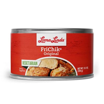 Vegetarian Chicken Plant-Based Meat - Loma Linda Frichik Original, High Protein Meatless Chunks, 12.5 oz Cans (8 Pack), Non-GMO Vegetarian Chicken Alternative for Meals & Recipes