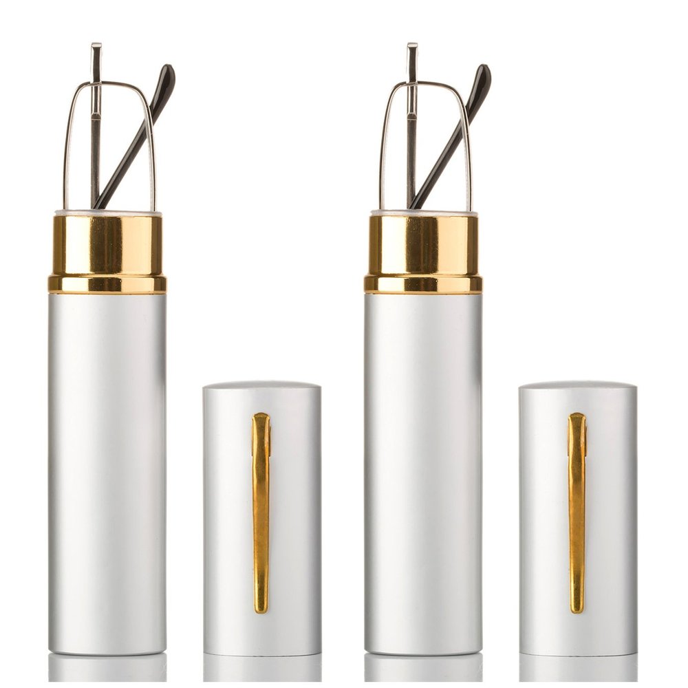 2 Packs - Pocket Readers Tube Reader in Case Silver Reading Glasses +1.50