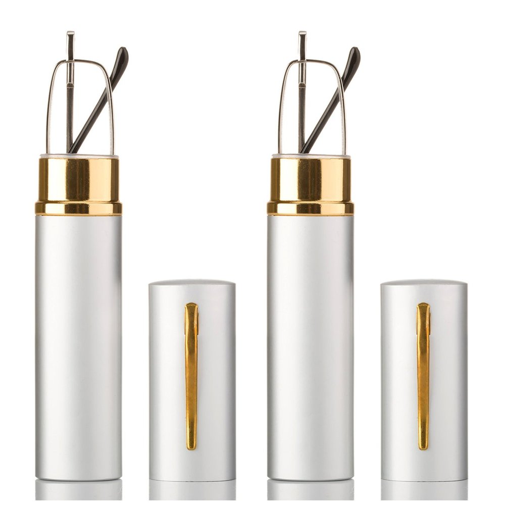 2 Packs - Pocket Readers Tube Reader in Case Silver Reading Glasses +2.50