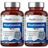 B-3 Nicotinamide 500 mg 100 Caps 2 Pack - Nicotinic Amide Niacin Natural Flush-Free Vitamin Formula - Supports Skin Cell Health view 1