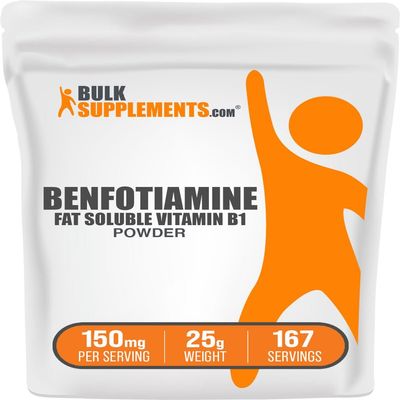 BulkSupplements.com Benfotiamine Powder -Vitamin B1 Benfotiamine Supplement, Fat Soluble B1 Vitamin - Gluten Free, 150mg per Serving, 25g (0.88 oz) (Pack of 1)
