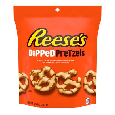 REESE'S Milk Chocolate Peanut Butter Candy Dipped Pretzels Bags, 8.5 oz (6 Count)