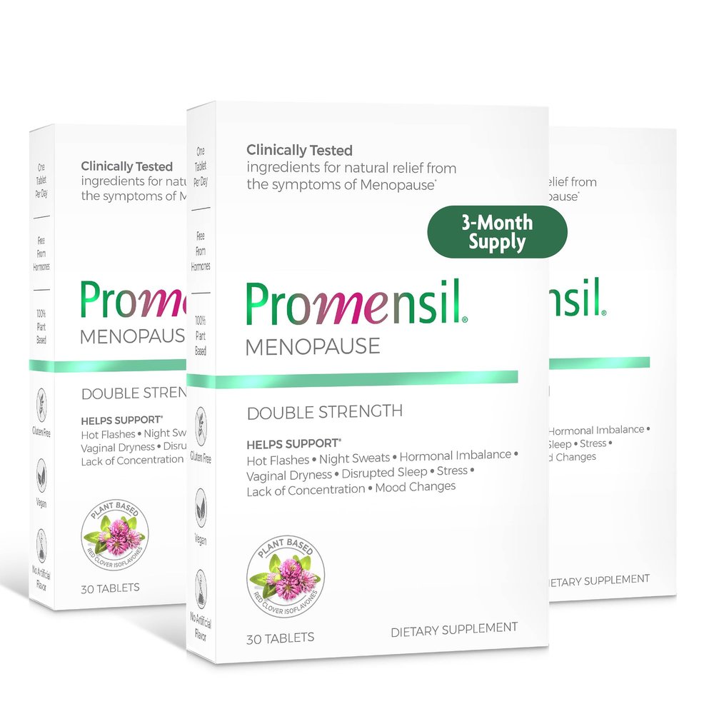 Promensil Menopause Double Strength Supplements for Women - Red Clover Isoflavones, Helps Support Hot Flashes, Night Sweats, Restlessness - 30 Count (Pack of 3)