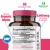 Whole Food Biotin Supplement - Contains Certified Organic Plant Based Biotin from Sesbania Agati Trees - by SolaGarden Naturals. May Support Hair, Skin and Nails. 60 Non GMO Veggie Capsules. view 3