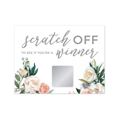 Andaz Press Peach Coral Floral Garden Party Baby Shower Collection, Baby Shower Game Scratch Cards, 30-Pack