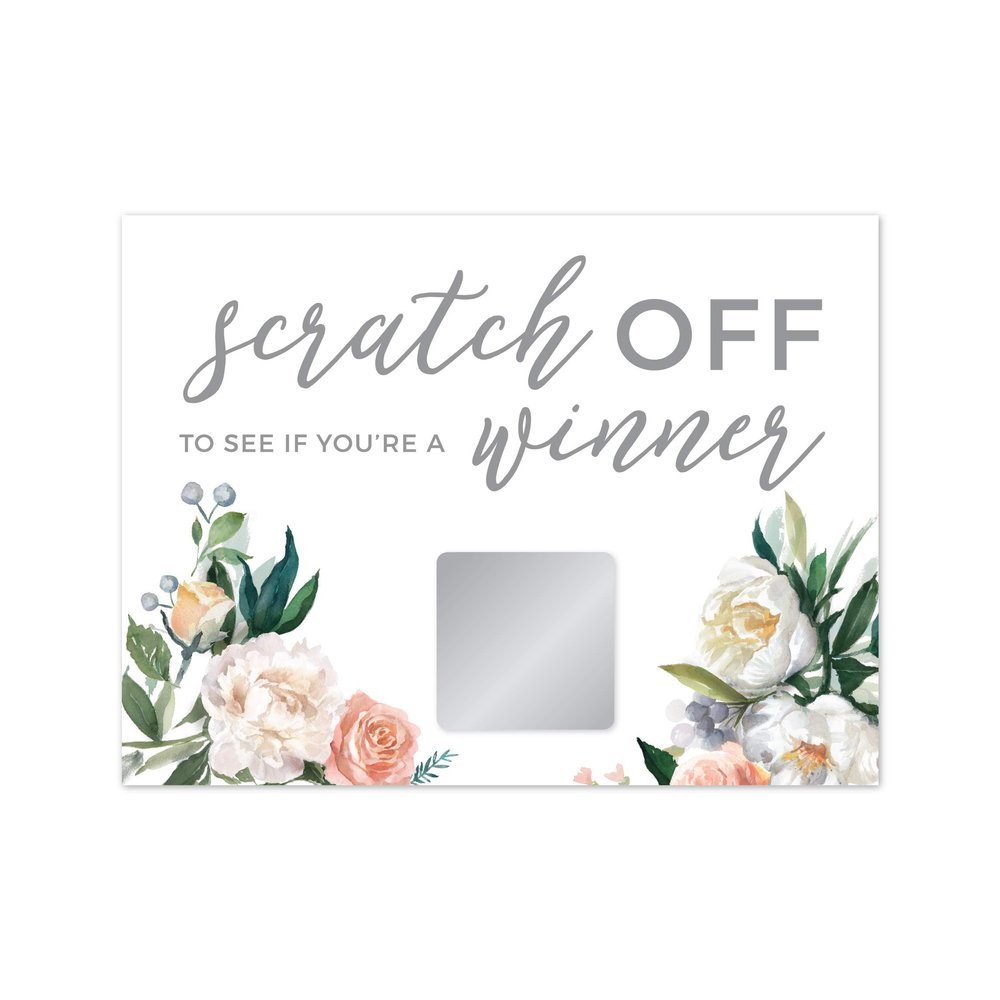 Andaz Press Peach Coral Floral Garden Party Baby Shower Collection, Baby Shower Game Scratch Cards, 30-Pack
