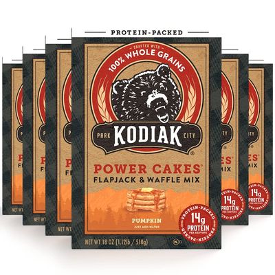 Kodiak Cakes Protein Pancake Energy Cakes, Flapjack & Waffle Mix, Pumpkin Flax, 18 Oz (Pack Of 6)