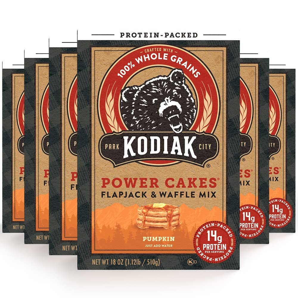 Kodiak Cakes Protein Pancake Energy Cakes, Flapjack & Waffle Mix, Pumpkin Flax, 18 Oz (Pack Of 6)