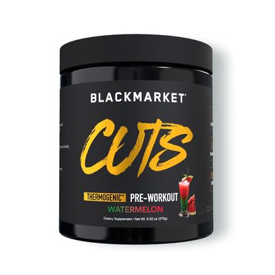 BLACKMARKET CUTS Pre Workout - Flavored Energy Powdered Drink Mix for Men & Women, Great for Muscle Definition, Thermogenic, Creatine Free (Watermelon, 30 Servings)