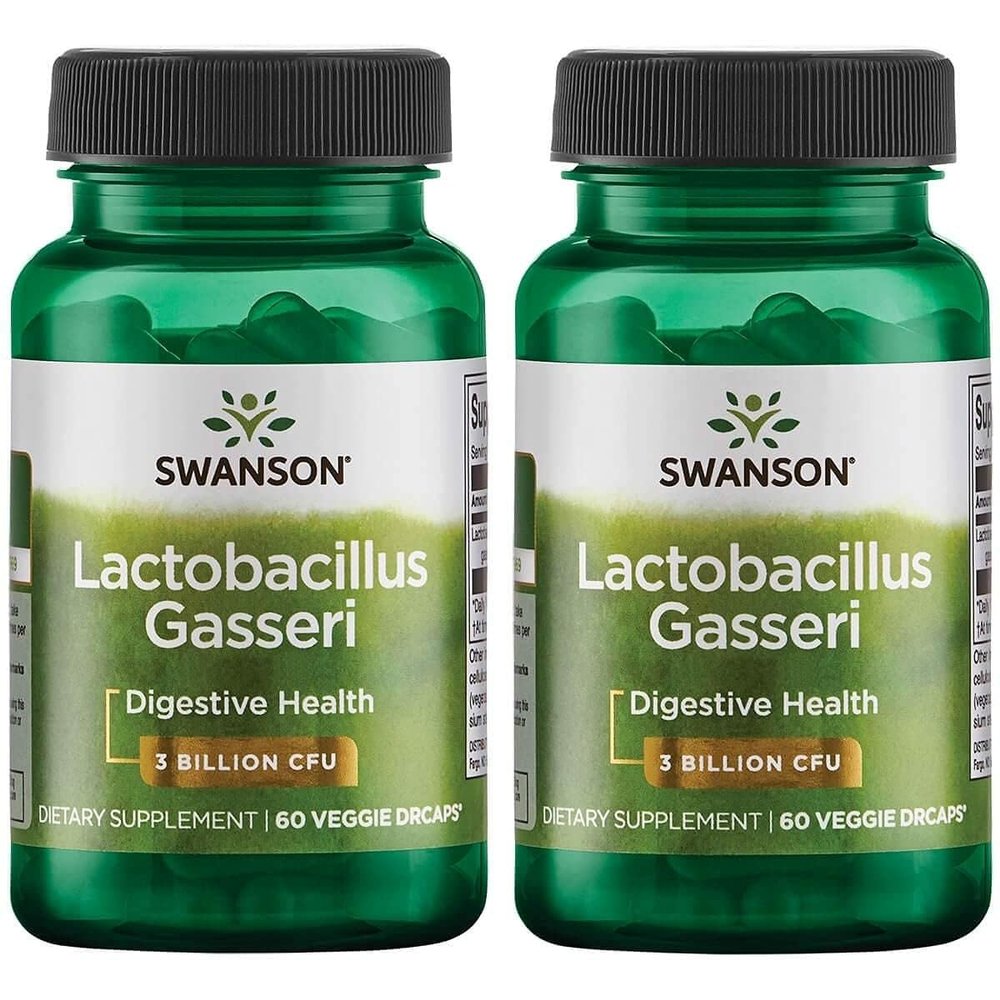 Swanson Lactobacillus Gasseri - Probiotic Supplement Supporting Digestive Health with 3 Billion CFU - Design-Release Satiety & Fat Metabolism Support - (60 Veggie Capsules) 2 Bottles