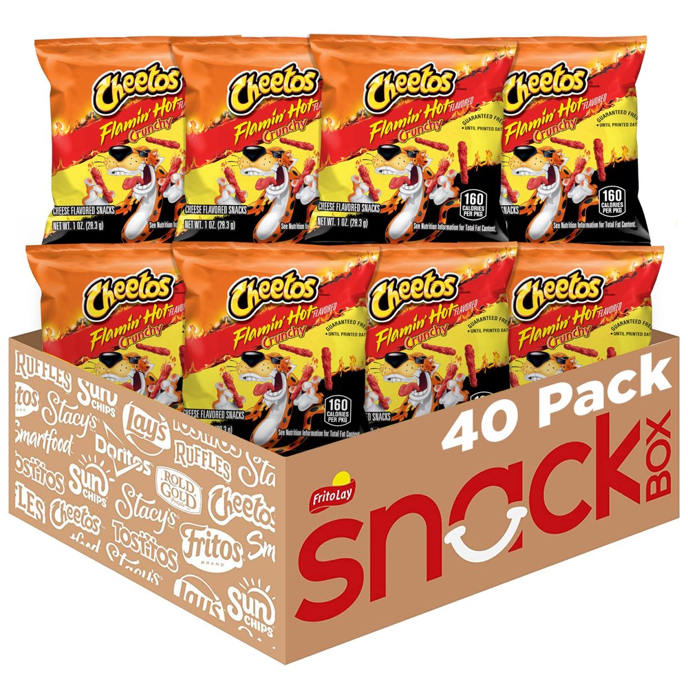 Cheetos Cheese Flavored Snacks, Flamin' Hot Crunchy, 1 Ounce (Pack of 40)