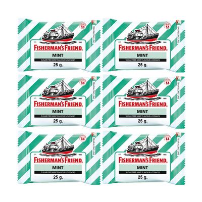 Fisherman's Friend Sugar Free Mint Flavour lozenges 25g (Pack of 6)