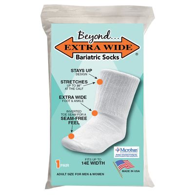 Bariatric Sock for Extreme Lymphedema Calf stretches to 30" (White)