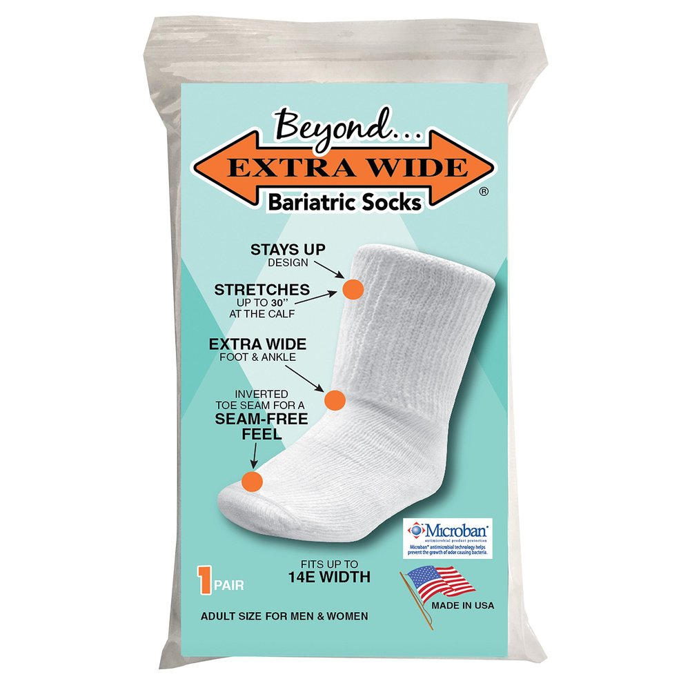 Bariatric Sock for Extreme Lymphedema Calf stretches to 30" (White)