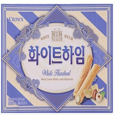 Crown Cream Filled Wafer Cookies with Hazelnut 142g (White, 3 Pack)