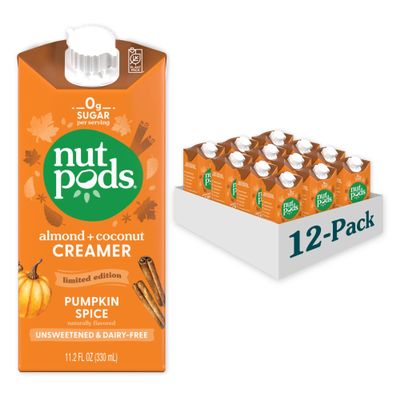 nutpods Pumpkin Spice Creamer - Unsweetened Dairy-Free Creamer, Made from Almonds and Coconuts, Whole30, Gluten Free, Non-GMO, Vegan, Kosher (12-Pack)