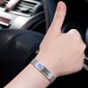 Divoti Custom Engraved Medical Alert ID Bracelet for Men & Women | 316L Stainless Steel Medical ID Jewelry | Blue Caduceus with Buckle Clasp Mesh Chain | Adjustable & Personalized Engraving view 2