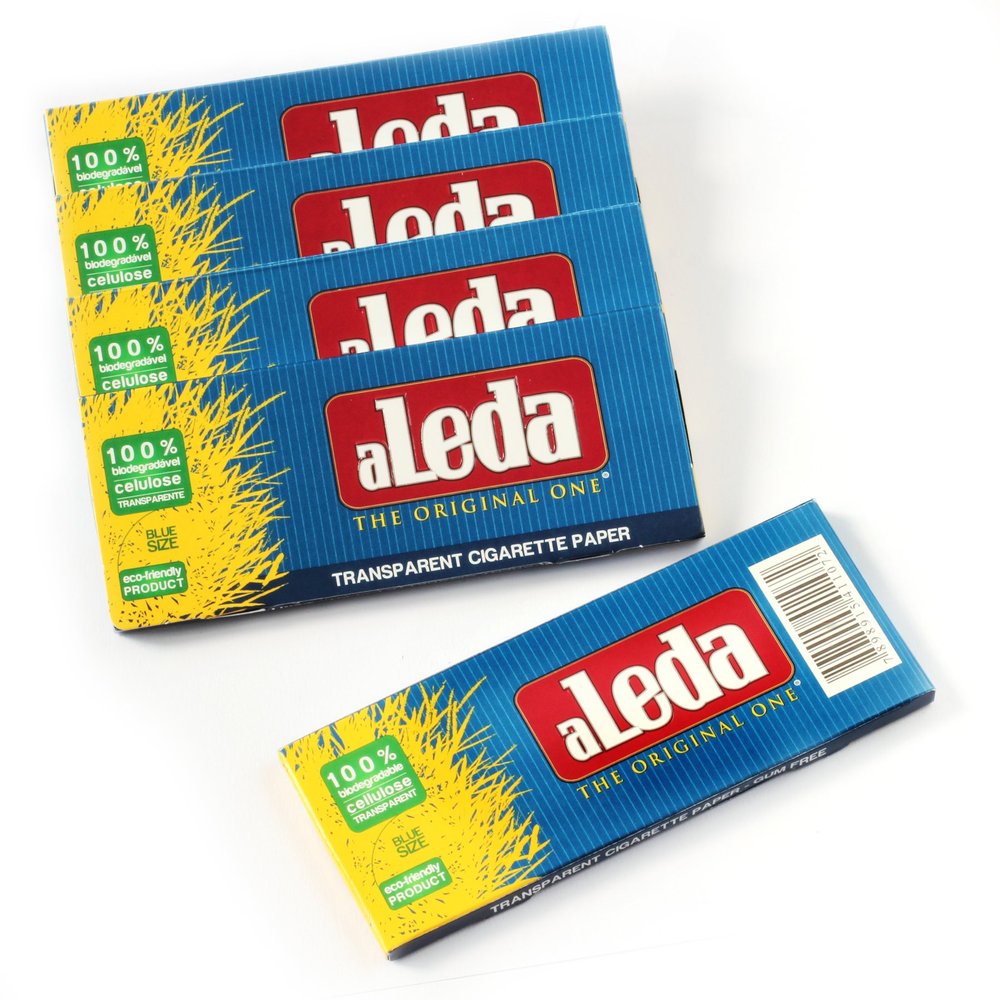 aLeda 5 booklets Blue Size Clear Cellulose Rolling Paper from Brazil - 150 Papers
