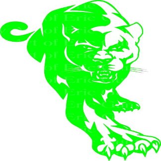 1/4 Sheet - Green Panther Cougar Mascot Birthday - Edible Cake/Cupcake Party Topper - D22458