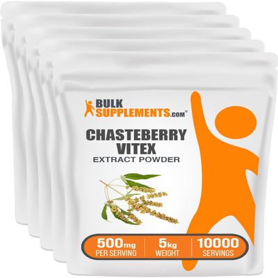 BulkSupplements.com Chasteberry Extract Powder - Chasteberry Sourced from Vitex Berry, Herbal Supplement - Vegan & Gluten Free, 500mg per Serving, 1kg (2.2 lbs) (Pack of 5)