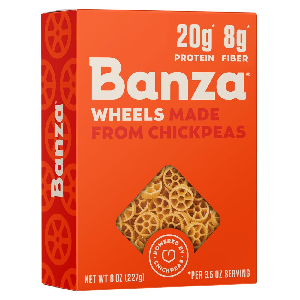 Banza Chickpea Pasta, Wheels - Gluten Free Healthy Pasta, High Protein, Lower Carb and Non-GMO, 8 Ounce (Pack of 6)