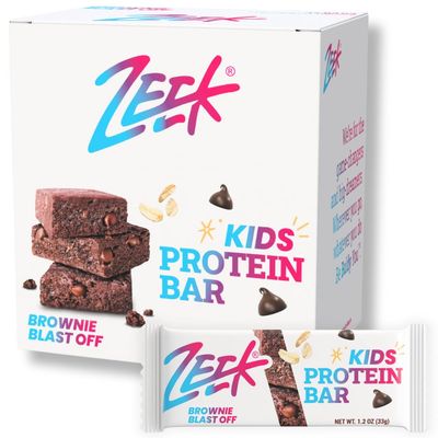 ZEEK BAR - Kids Protein Bars - 6g Protein - All Natural, Non-GMO, Gluten Free - Brownie Blast Off, 12 Count - New & Improved Formula!
