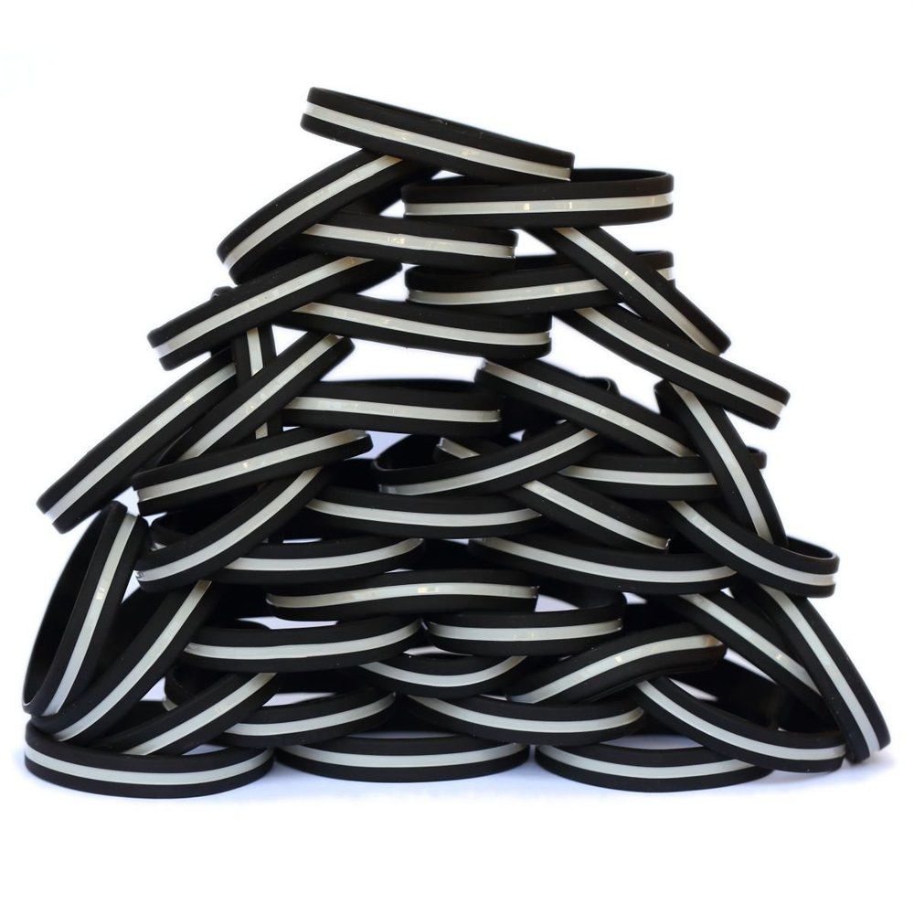 SayitBands 80 Adult and 20 Youth Thin Gray Line Wristbands