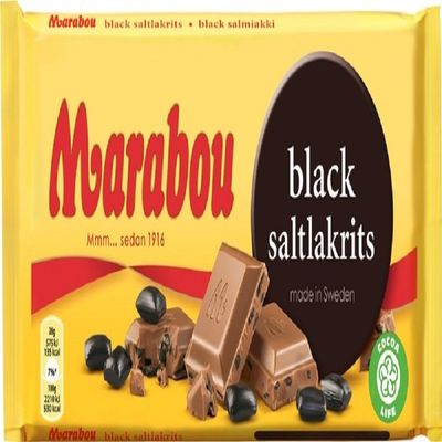 Marabou Black Saltlakrits - Salty Licorice - Original - Swedish - Milk Chocolate - Bar 180 g