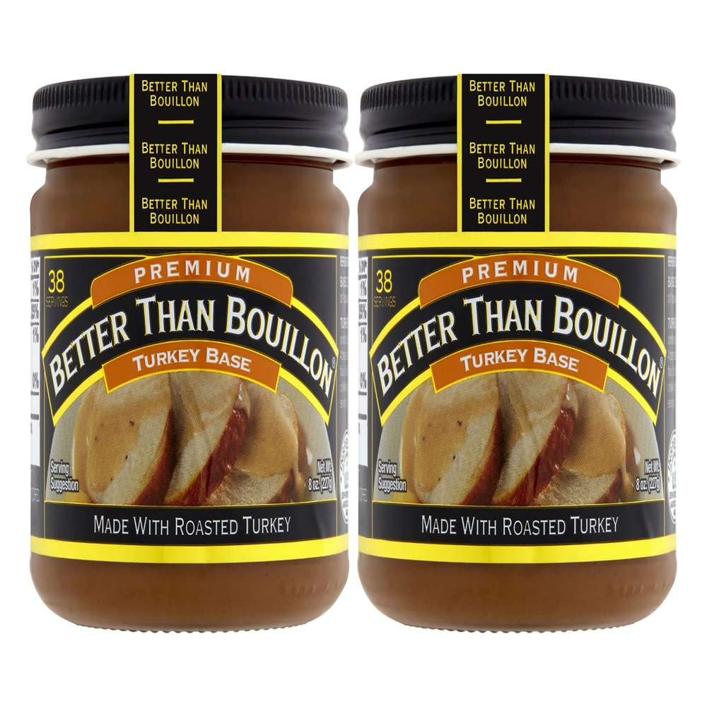 Better Than Bouillon Premium Turkey Base, Made with Roasted Turkey, 38 Servings Per Jar, 8-Ounce Glass Jar (Pack of 2)