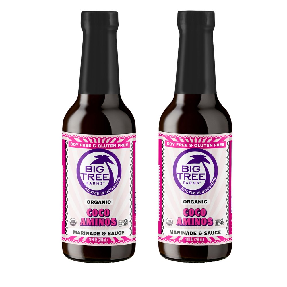 Big Tree Farms Organic Coco Aminos - Liquid Coconut Aminos, Soy-Free Sauce, Low Sodium, Soy Alternative, Gluten Free, Kosher, Warmly Umami, Marinade & Sauce, Non-GMO - Original, 10 Fl Oz (Pack of 2)