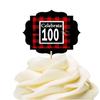 100th Birthday / Anniversary LumberJack Buffalo Plaid Novelty Cupcake Decoration Toppers / Picks -12ct view 1