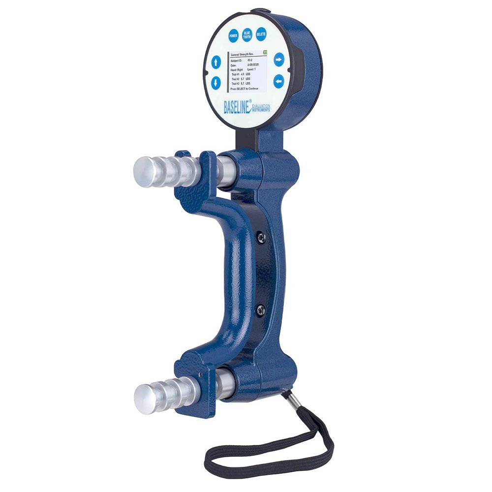 Baseline BIMS Digital 5-Position Hand Dynamometer for Grip Strength Testing and Evaluation Professional Hand Therapy, Physical Therapy, Athletic Training, Rehabilitation, Blue