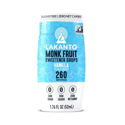 Lakanto Liquid Monk Fruit Extract Drops, Sugar Free Sweetener for Coffee, Tea, Smoothies, Oatmeal, Cereal, Yogurt, Cocktails, Zero Calorie, Zero Sugar, Sugar Substitute, Keto - Vanilla, 1.76 fl oz (Pack of 1)