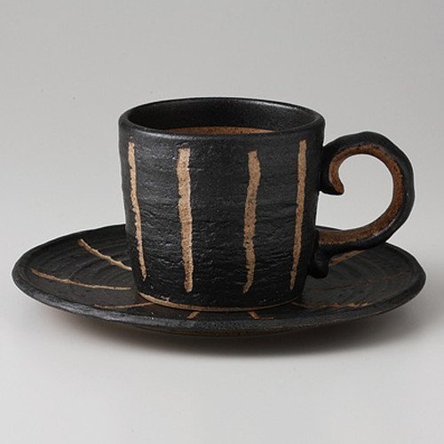 Carved Black Coffee C/S 6.1 fl oz (180 cc), 12.8 oz (350 g), Japanese Style Coffee C/S, For Cafes, Restaurants, Inns, Japanese Tableware, Restaurants, Commercial Use, For Guests