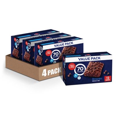 Fiber One 70 Calorie Brownies, Chocolate Fudge, Snack Bars, 12 Count (Pack of 4)