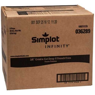 Infinity Deep V Crinkle Cut Fries, 5 Pound -- 6 per case.