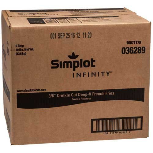 Infinity Deep V Crinkle Cut Fries, 5 Pound -- 6 per case.