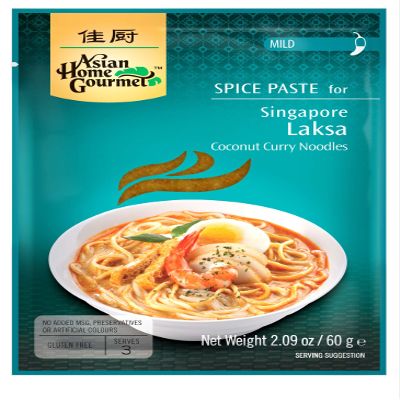 Asian Home Gourmet Spice Paste for SINGAPORE LAKSA - Coconut Curry noodles. (Pack of 3)